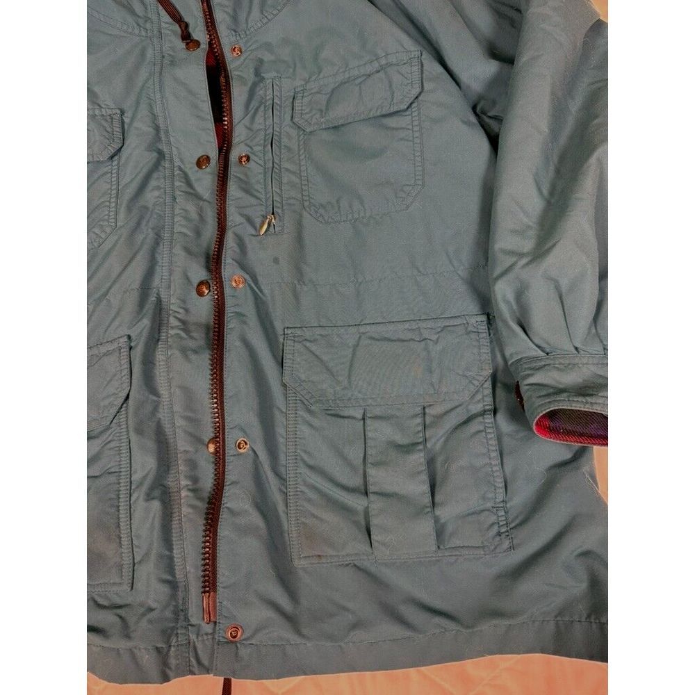 Vintage REI Womens Lined Overcoat Size 16 Blue Hooded Full Zip and Snap Pockets - Picture 7 of 14